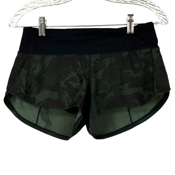 Lululemon Speed Up Short 2.5" Incognito Camo Multi Green Black Women's Sz 4 EUC - Picture 1 of 10